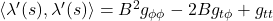 \langle \lambda'(s), \lambda'(s) \rangle = B^2 g_{\phi\phi} - 2B g_{t\phi} + g_{tt}