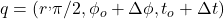 q = ( r^, \pi/2, \phi_o + \Delta\phi , t_o + \Delta t)