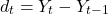 \begin{equation*}d_t = Y_t - Y_{t-1}\end{equation*}