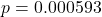 p = 0.000593