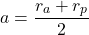 \begin{equation*}a = \frac{r_a + r_p}{2}\end{equation*}