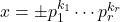 x=\pm p_{1}^{k_{1}}\cdots p_{r}^{k_{r}}
