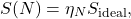 \begin{equation*} S(N)=\eta_N S_{\text{ideal}}, \end{equation*}