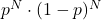 p^N\cdot(1-p)^N