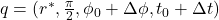 q = (r^*, \frac{\pi}{2}, \phi_0 + \Delta \phi, t_0 + \Delta t)