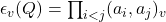 \epsilon_{v}(Q)=\prod_{i<j}(a_{i},a_{j})_{v}