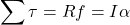 \begin{equation*} \sum \tau &= Rf = I\alpha\end{equation*}