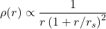 \begin{equation*}\rho(r) \propto \frac{1}{r\left(1 + r/r_s\right)^2}\end{equation*}