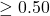 \geq 0.50