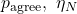 p_{\text{agree}}, \ \eta_N