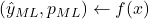 (\hat{y}_{ML}, p_{ML}) \leftarrow f(x)