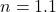 n = 1.1