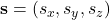 \mathbf{s} = (s_x, s_y, s_z)