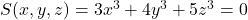 S(x,y,z)=3x^{3}+4y^{3}+5z^{3}=0