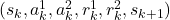 (s_k, a^1_k, a^2_k, r^1_k, r^2_k, s_{k+1})