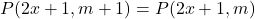 P(2x+1, m+1) = P(2x+1, m)