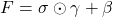\[F = \sigma \odot \gamma + \beta\]