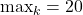 \mathrm{max}_k = 20