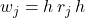 w_j = h\,r_j\,h