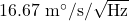 16.67\ \mathrm{m}^\circ/\mathrm{s}/\sqrt{\mathrm{Hz}}