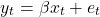 \begin{equation*}y_{t}=\beta x_{t}+e_{t}\end{equation*}