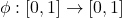 \[\phi:[0,1]\rightarrow[0,1]\]