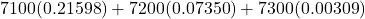 7100(0.21598) + 7200(0.07350) + 7300(0.00309)