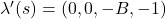 \lambda'(s) = \left(0, 0, -B, -1\right)