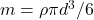 m = \rho \pi d^3 / 6