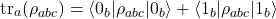 \begin{equation*}\operatorname{tr}_{a}(\rho_{abc}) = \langle 0_b | \rho_{abc} | 0_b \rangle + \langle 1_b | \rho_{abc} | 1_b \rangle\end{equation*}