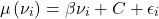 \[\mu\left(\nu_i\right)=\beta \nu_i+C+\epsilon_i\]