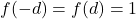 f(-d)=f(d)=1
