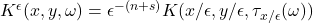 K^\epsilon(x,y,\omega) = \epsilon^{-(n+s)} K(x/\epsilon, y/\epsilon, \tau_{x/\epsilon}(\omega))