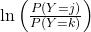 \ln\left(\frac{P(Y=j)}{P(Y=k)}\right)