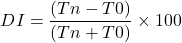 \[DI = \frac{(Tn - T0)} {(Tn + T0)} \times 100%\]