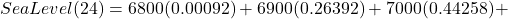 SeaLevel(24) = 6800(0.00092) + 6900(0.26392) + 7000(0.44258) +