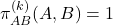 \pi^{(k)}_{AB} (A, B) = 1