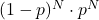 (1-p)^N\cdot p^N