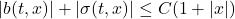 Rendered by QuickLaTeX.com |b(t,x)| + |\sigma(t,x)| \le C(1+|x|)