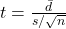t = \frac{\bar{d}}{s / \sqrt{n}}