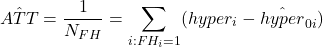 \[\hat{ATT} = \frac{1}{N_{FH}} =  \sum_{i: FH_i = 1} (hyper_i - \hat{hyper}_{0i})\]