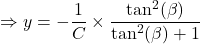 \[\Rightarrow y = -\frac{1}{C} \times \frac{\tan^2(\beta)}{\tan^2(\beta) + 1}\]