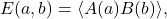 \begin{equation*} E(a,b)=\langle A(a) B(b)\rangle, \end{equation*}