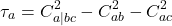 \begin{equation*}\tau_a = C_{a|bc}^2 - C_{ab}^2 - C_{ac}^2\end{equation*}