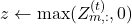 z \leftarrow \max(Z_{m,:}^{(t)},0)