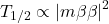 \begin{equation*}T_{1/2} \propto |m{\beta\beta}|^2\end{equation*}