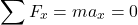 \begin{equation*}\sum F_x = ma_x = 0 \qquad \end{equation*}