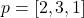 p = [2, 3, 1]
