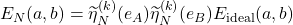 E_N(a,b)={\widetilde{\eta}}_N^{(k)}(e_A){\widetilde{\eta}}_N^{(k)}(e_B) E_{\text{ideal}}(a,b)