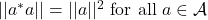 ||a^* a|| = ||a||^2 \text{ for all } a \in \mathcal{A}